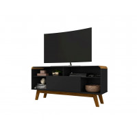 Manhattan Comfort 245BMC82 Camberly 53.54 TV Stand with 5 Shelves in Matte Black and Cinnamon